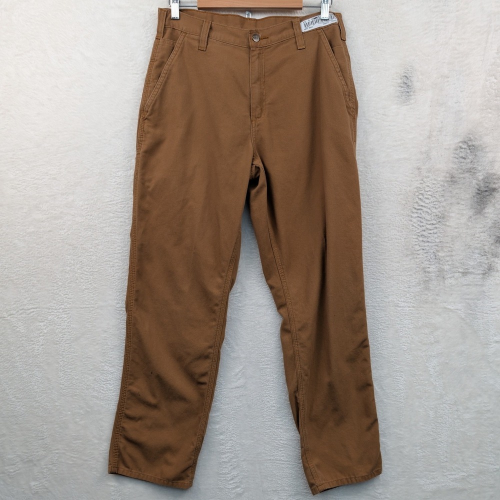 Carhartt Pants Men's 33x32 Brown Canvas Dungaree Fit Straight Utility Workwear